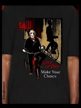 🆕️LAST 1🗡️SAW "LIVE OR DIE, MAKE YOUR CHOICE" HORROR GRAPHIC MEN'S XL TEE